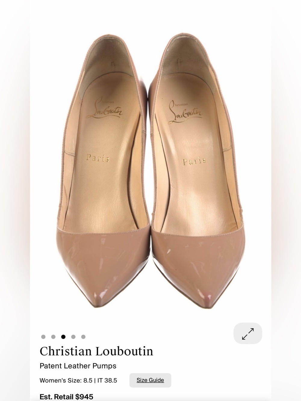 Christian Louboutin Blush Patent Leather Pointed Toe Pumps